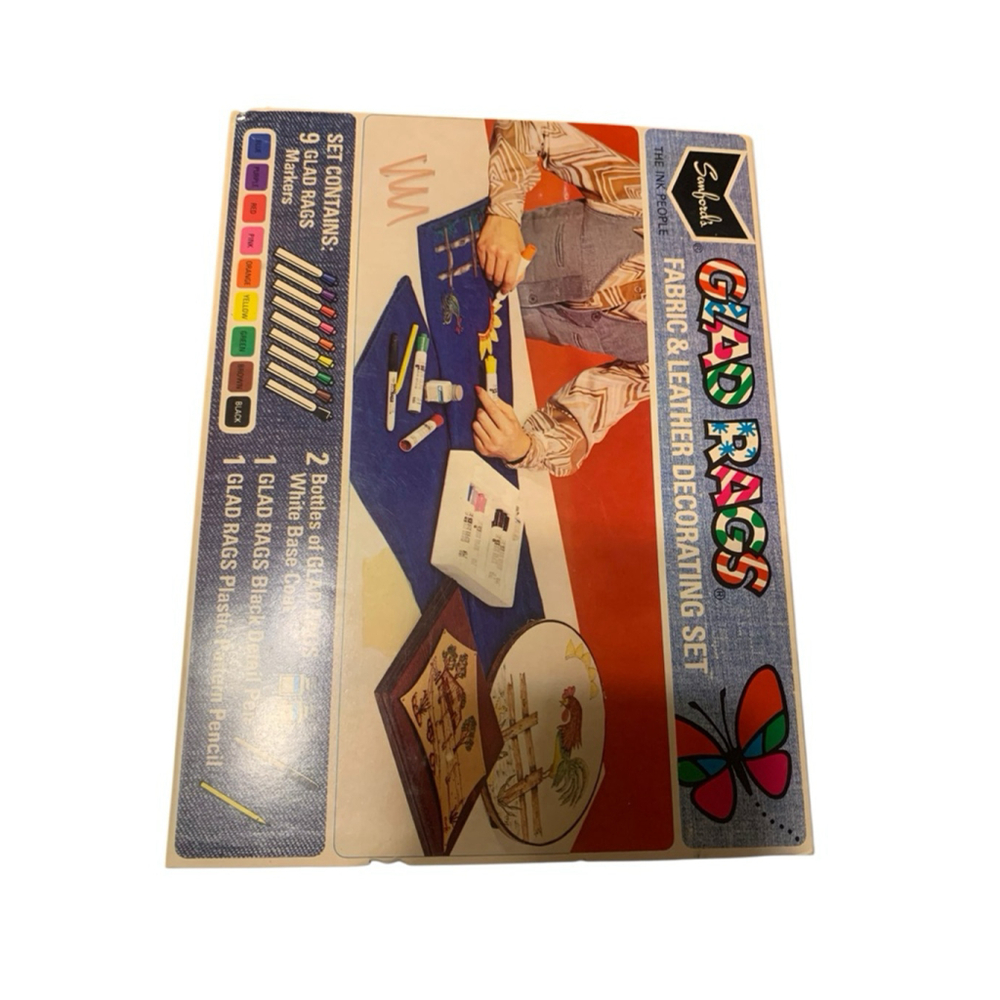 Vntg 70’s Sanford's Glad Rags Fabric & Leather Decorating Set NIB